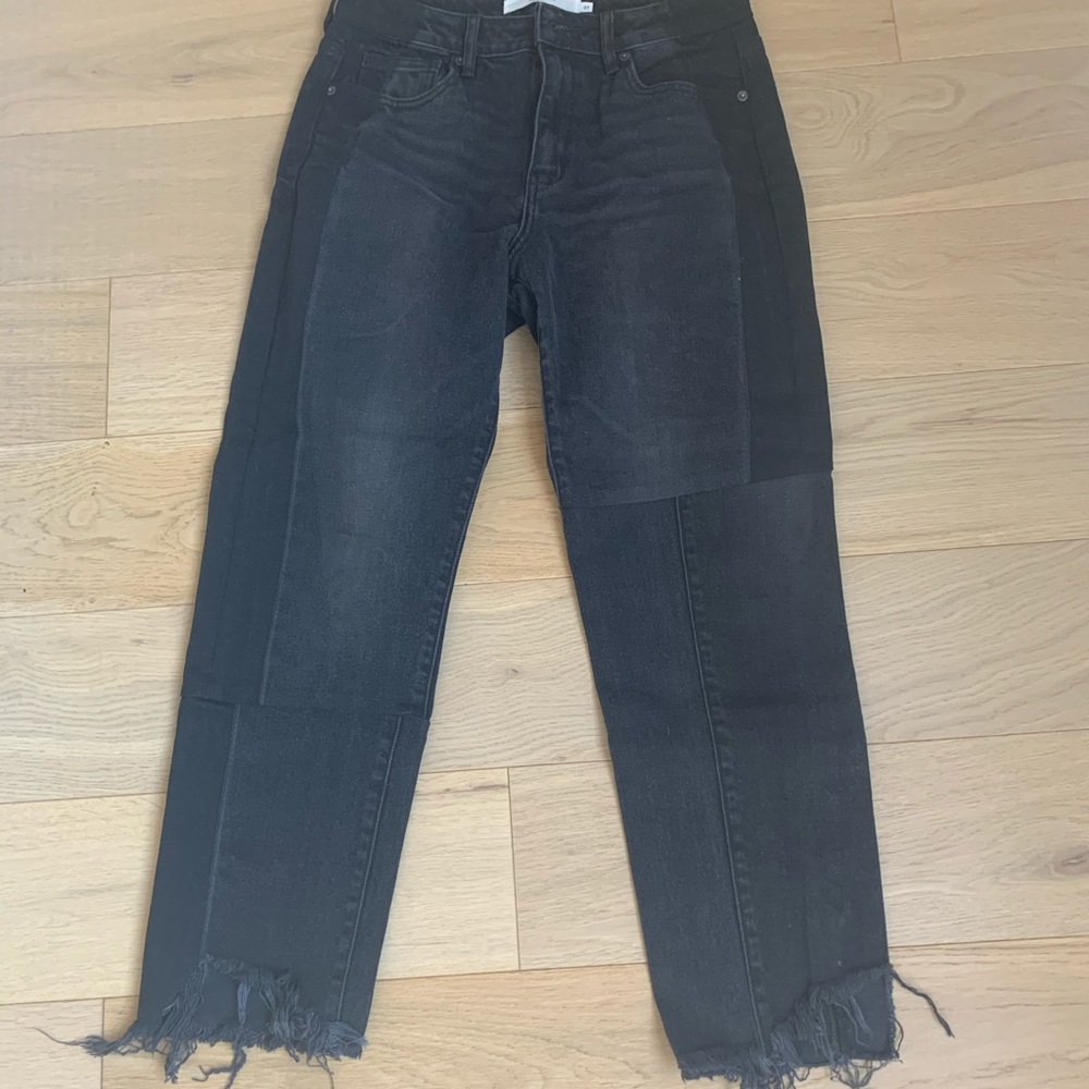 Hidden Jeans High Rise Straight Crop Washed Black